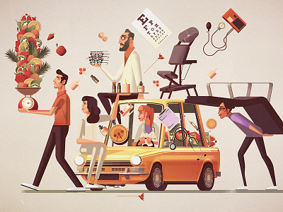 Women Health editorial backgrounds character digital editorial illustration james gilleard vector