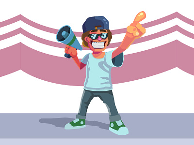 Dude with Megaphone character flat megaphone vector yoga