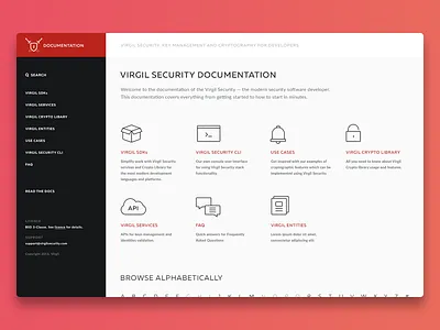 Virgil Documentation categories dashboard development documentation icons menu security ui ux web