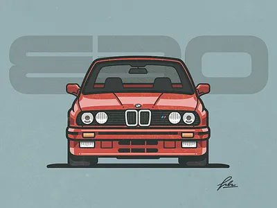 BMW E30 auto bimmer bmw car e30 fast illustration m3 red sport