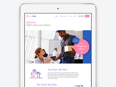 Easydrop homepage delivery homepage icons mail package tracking web design website