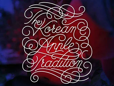 Korean Apple foto lettering monoline script texture