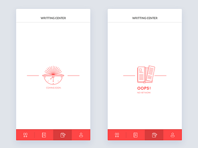 Juggernaut Writting Center & Empty State app book coming soon empty state flat illustration ios minimal mobile no network