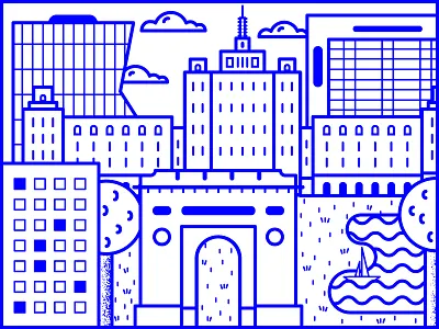 a Part of Bucharest arc blue bucharest city lines triumphal