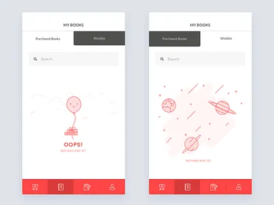 Juggernaut My Books & Empty State app book empty state flat illustration ios minimal mobile space