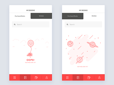 Juggernaut My Books & Empty State app book empty state flat illustration ios minimal mobile space