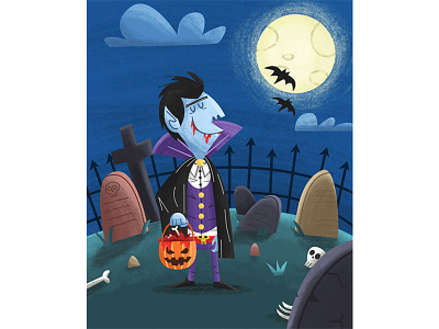 Dracula bats childrens illustration digital art dracula halloween illustration kid lit trick or treat vampire