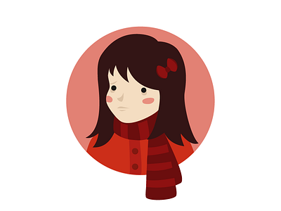 Sick girl autumn cold cute fever flat flu girl illustration sad sick