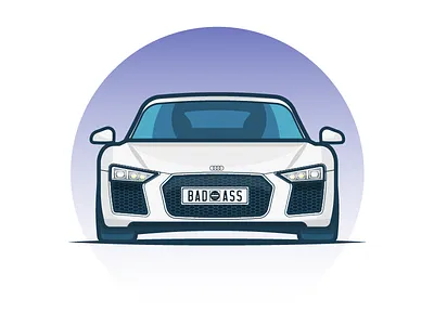 BAD-ASS audi audi r8 auto car fast illustration racing ride vector vehicle white