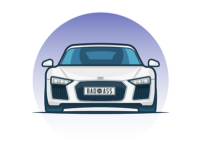 BAD-ASS audi audi r8 auto car fast illustration racing ride vector vehicle white