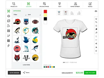 Product Designer Tool, minor UI changes to inkXE designer app designer tool personalization tool product customizer product designer tool t shirt designer t shirt designer app tshirt designer software tshirt designer tool ui design