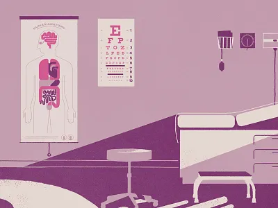 Exam anatomy doctor eye chart illustration medical office room