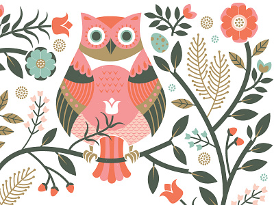 Mother's Day Card detail illustration owl