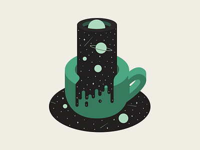 Coffee Alone alone bean black coffee color cup icon illustration orbit planet