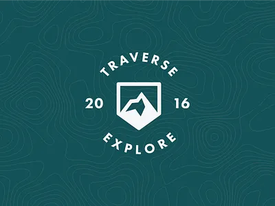 Traverse | Badge badge brand branding color identity logo mountain outdoors pattern travel typography