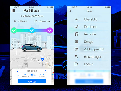 Park Ma Do app car driver gps ios iphone parking taxi ticket uber ui ux