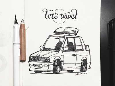 Lets travel bmw e30 m3 pen sketch