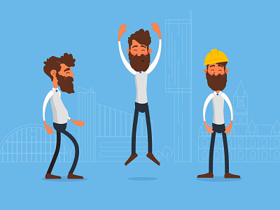 Beard Character Builder beard beecham builder character construction flat hard hat jumping manchester tower walking