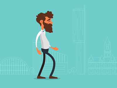 Beard Character Walking animation beard character construction illustration manchester property video walk walking