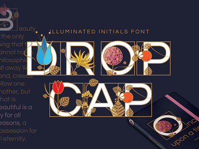 Drop Cap Illuminated Initials classic decorative drop cap letters floral foliage font illuminated letters initials ornamented symbols vectors