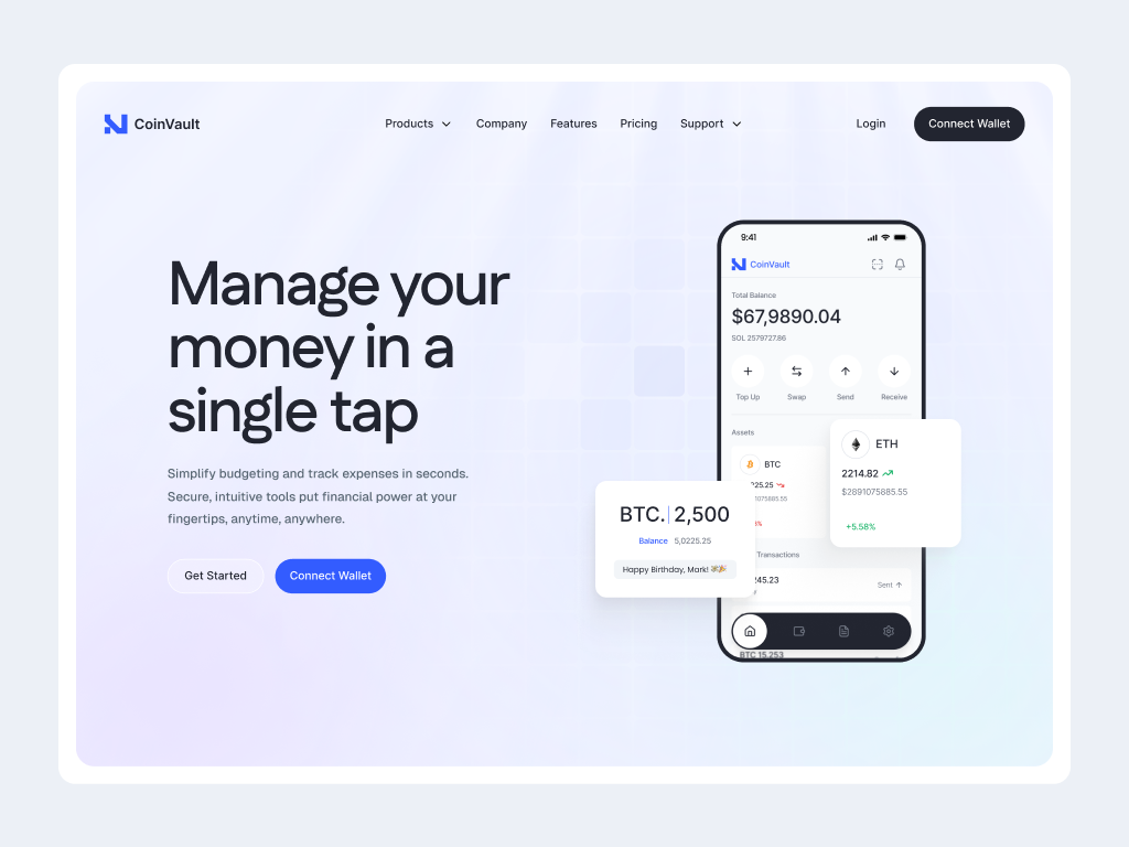 Wallet header design header hero ui uidesign wallet website