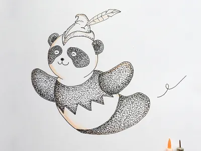 Peter Panda drawing inktober panda peter pan