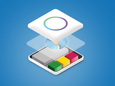 Isometric App app blue gradient icon inkod ios icon isometric layers lights safedk sdk sphere