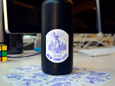 IBM Club badge sticker chrysler building empire state building lady liberty new york city nyc one world trade skyline statue of liberty