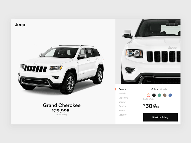 Golden Jeep golden ratio interface jeep ui web