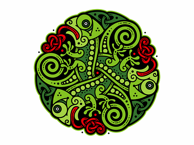 Celtic Three Chameleons celtic chameleon irish knot ornament хамелеон
