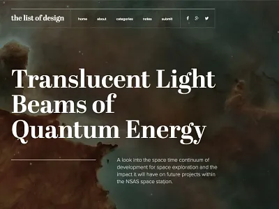 Dribbble Shot The List space theme design typography web design