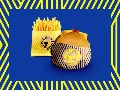 Burger concept blue colorful colourful identity seven stripes twentyfour yellow