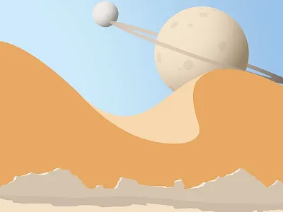 Desert dunes with planets art desert design dune illustration landscape planet rings sand space