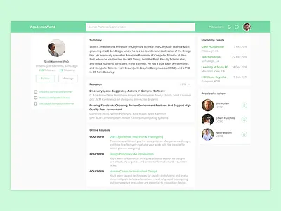 Social Network For Academics design network scholar simple social network ui user experience user interface ux