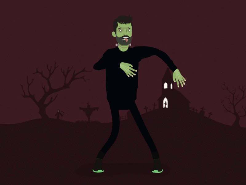 Zombie 2d animation halloween illustration motion design zombie