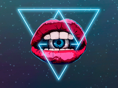 Neon Lips bloody eyeball lips neon neon demon retro teeth vector