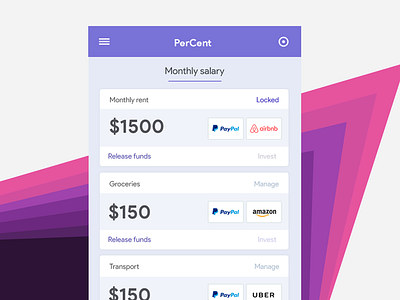 PerCent app fintech purple