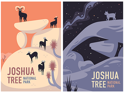 Joshua Tree Posters animals california desert design illustration midcentury midcentury design national parks poster travel posters wildlife