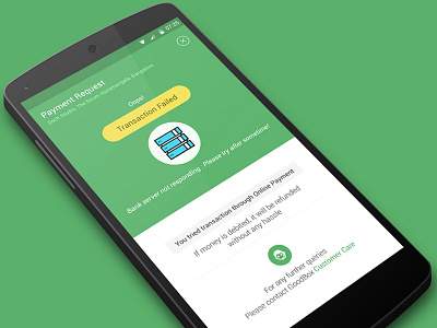 Transaction Failure screen with visual rich display activity android ecommerce information mobile transaction users