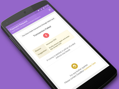 Transaction Failure screen content oriented activity android ecommerce information mobile transaction users
