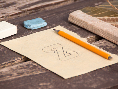 ZS logo sketch desk logo paper photo sketch stencil wood
