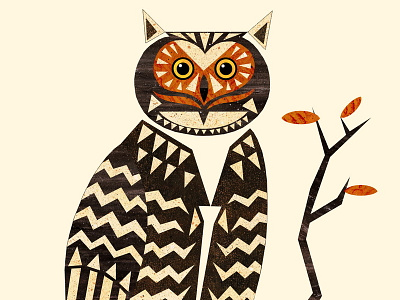 Great Horned Owl animal bird forest illustration owl woods