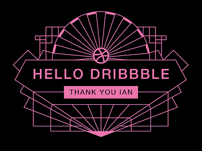 Hello Dribble art deco black first shot geometric illustration pink thank you