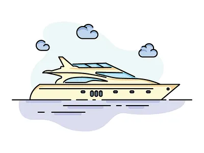 Yacht flat line luxury sea vacation yacht