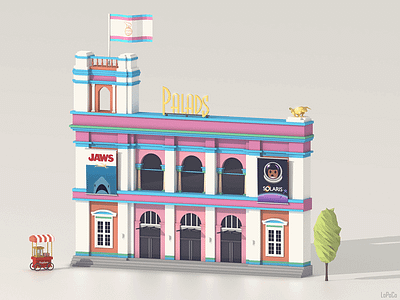 Palads Cinema 3d architecture art biograf blender cinema copenhagen deco isometric low poly lowpoly palads