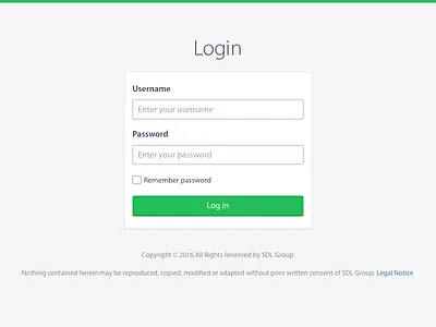 SDL Login clean green login minimalist sign in