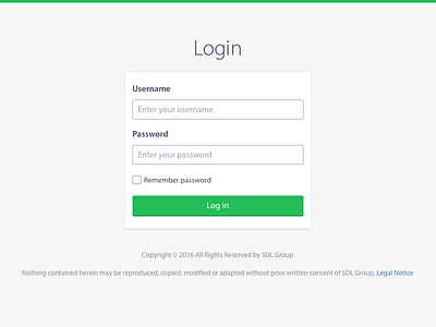 SDL Login clean green login minimalist sign in