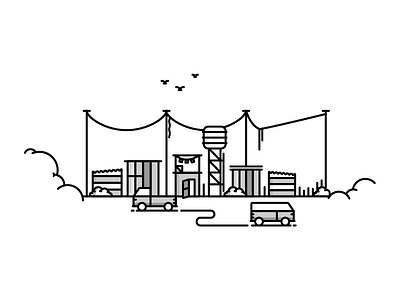 The Township architecture drawing graphic icon illustration line minimal scape skyline township vector