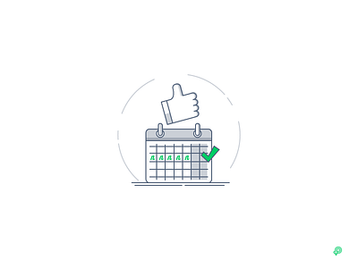 Calendar calendar checkmark icon illustration lineart thumb up