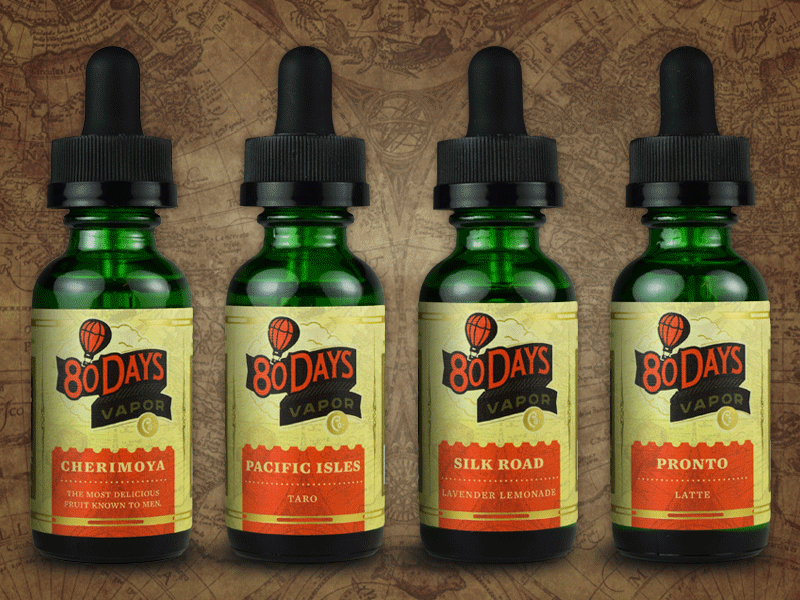 Custom Bottle Package Design bottle cap glass label liquid logo map package packaging vapor vintage world